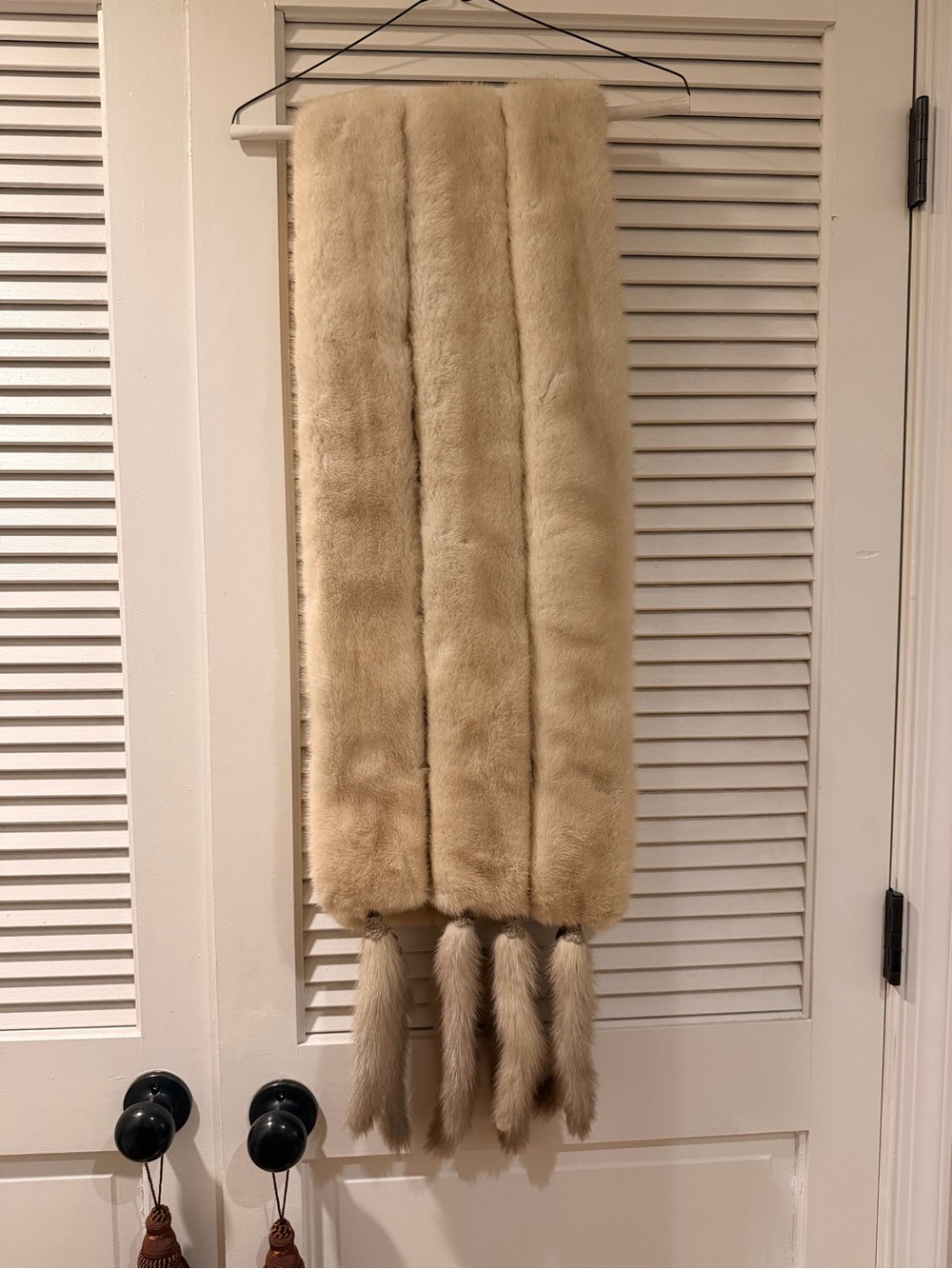 Beige Mink shawl with Mink Tassels
